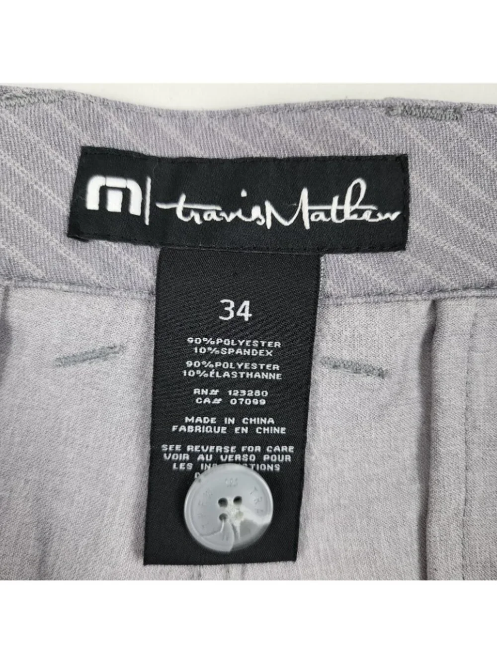 Travis Mathew Shorts Mens 34x11 Gray Striped Golf Performance Short